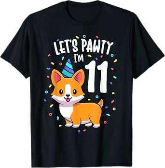 11 Years Old Corgi Dog Lover 11th Birthday Party Outfit Kid T-Shirt