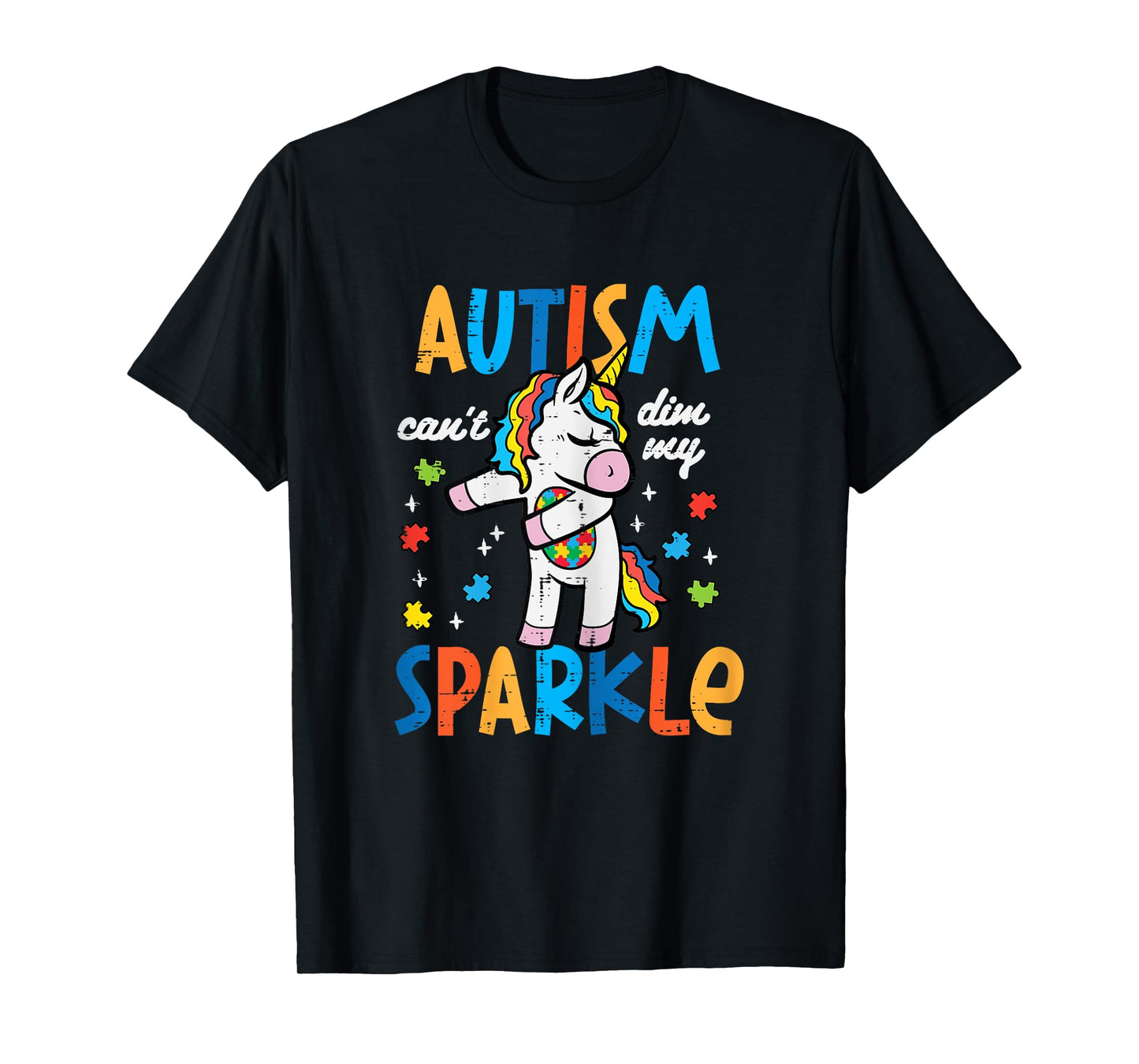 Autism Unicorn Floss Cant Dim My Sparkle Awareness Girls Kid T-Shirt