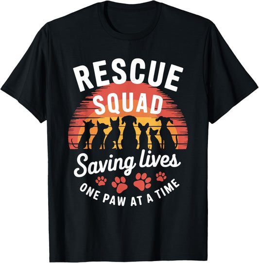 Rescue squad saving lives one paw at a time Retro T-Shirt