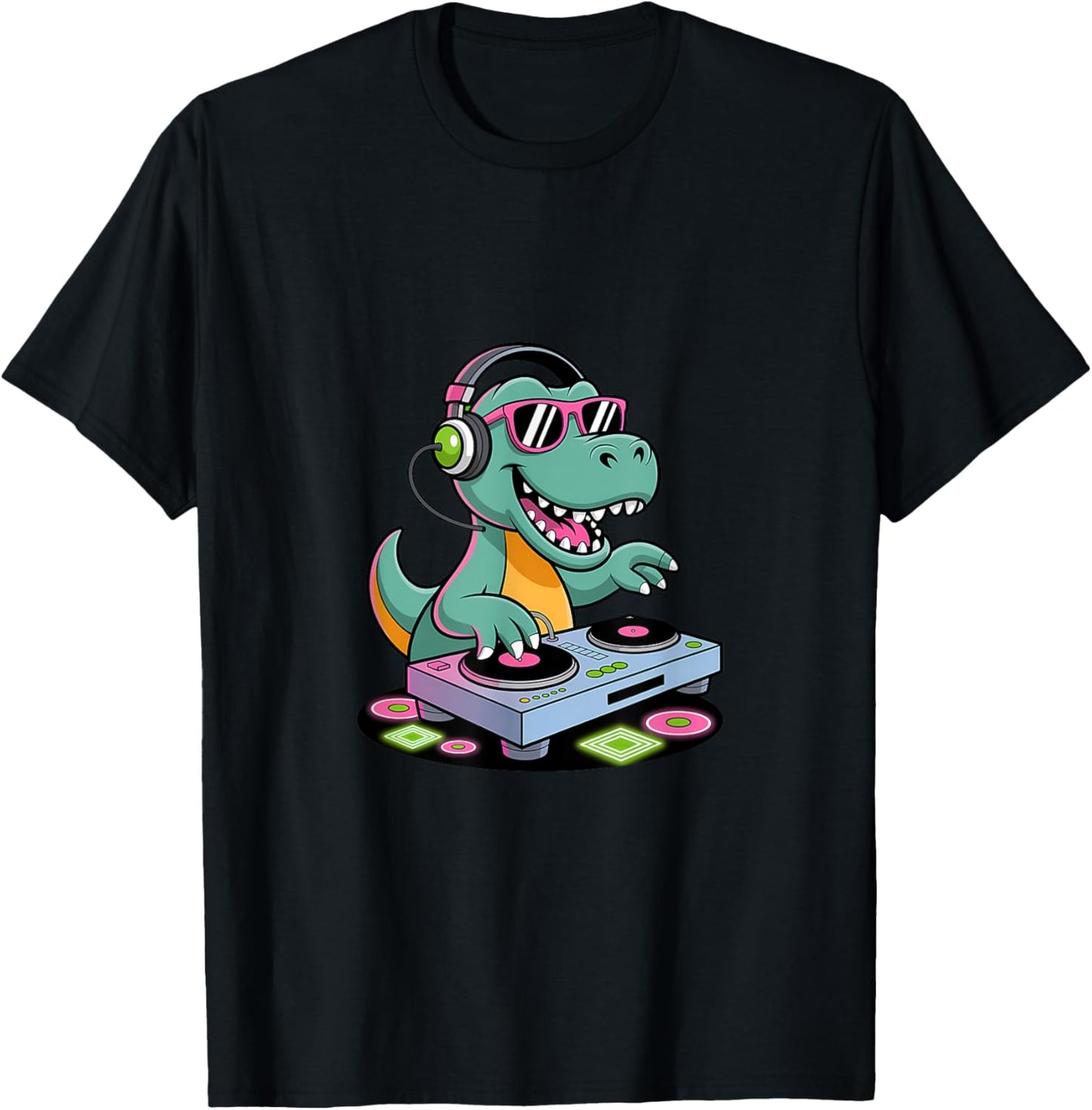 DJ Dino Funny Music Lover Dinosaur Turntable Vibes T-Shirt