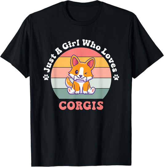 Just A Girl Who Loves Corgis Corgi Dog Design T-Shirt