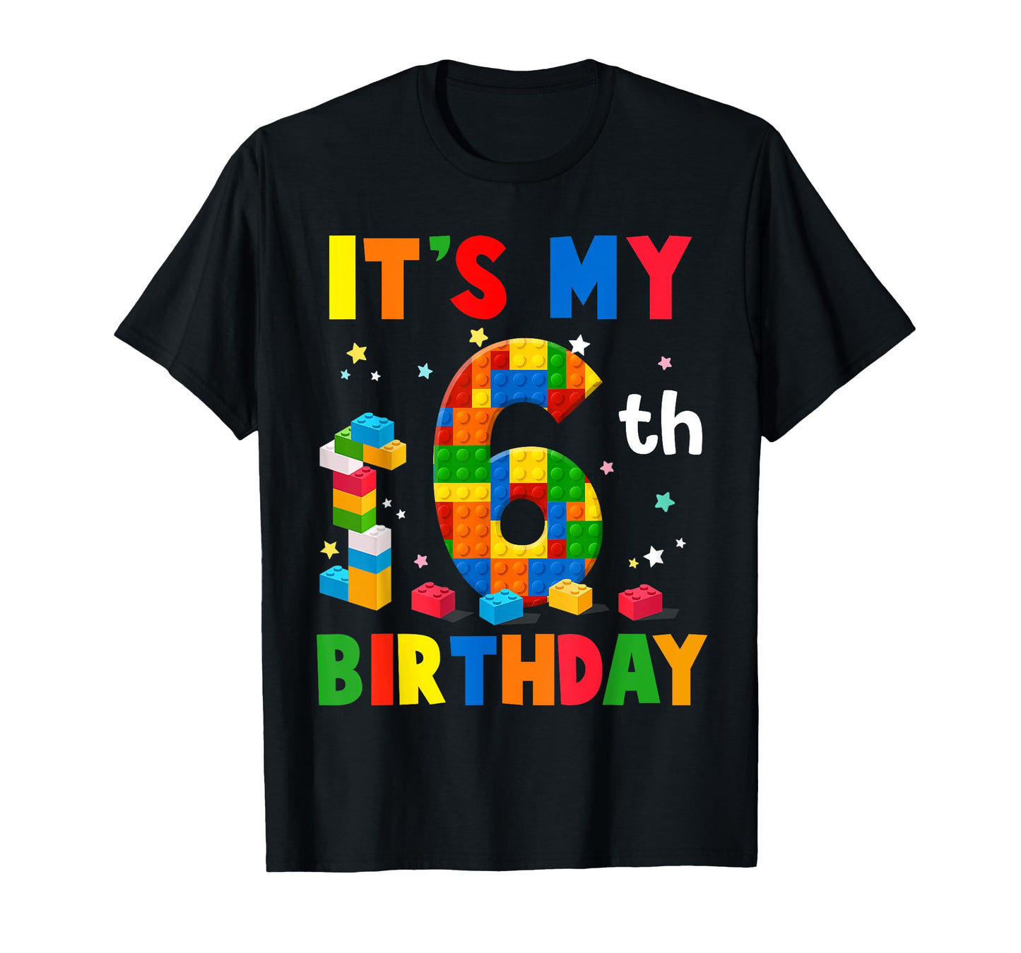 It's My 6th Birthday Building Blocks Bricks 6 Years Old Boy T-Shirt