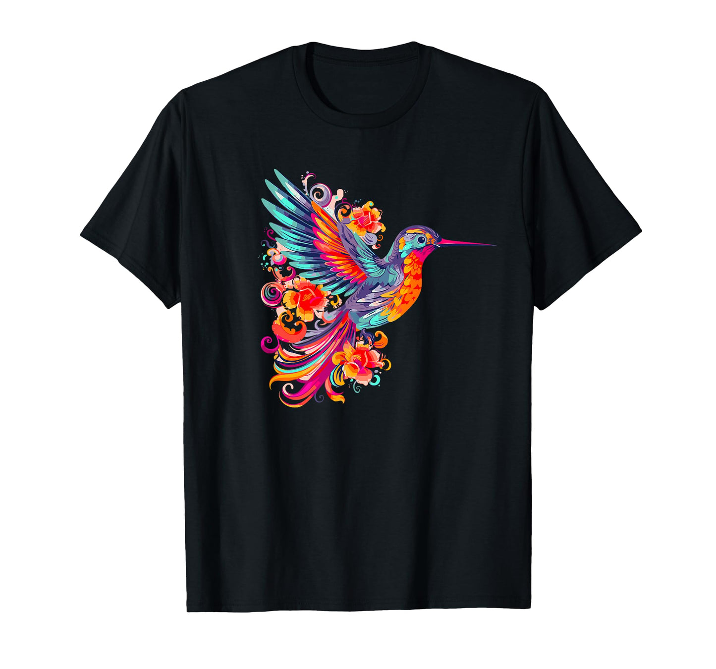 Hummingbird Gift Bird Flower Colorful Wildlife T-Shirt