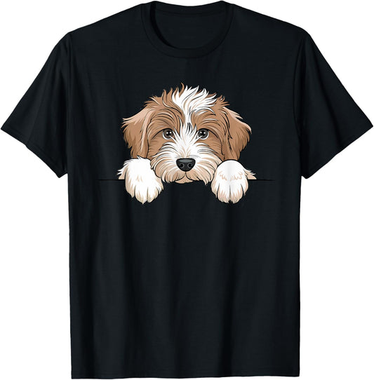 Cute Aussiedoodle Puppy Funny Peeking Dog Lover T-Shirt