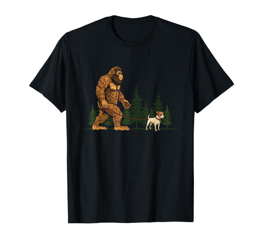 Funny Jack Russell Bigfoot Dog Walking Dog Mom Dad Kids T-Shirt