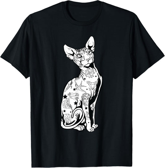 Goth Sphynx Hairless Cat Lovers with Tattoos T-Shirt