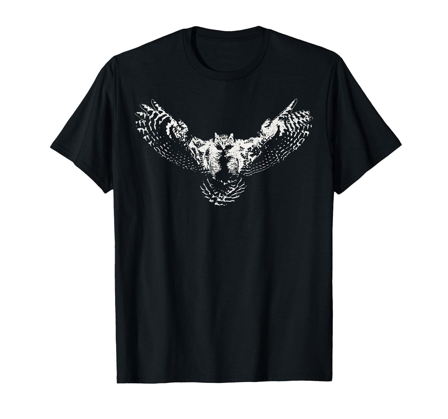 Great Horned Owl Graphic Art–WHITE graphic T-Shirt