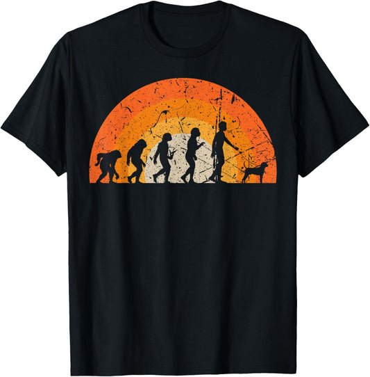 Evolution of Man to Dog Walking Retro Vintage Art T-Shirt