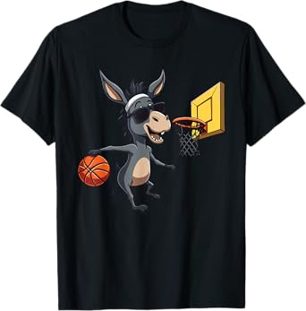 Donkey Dunking Basketball player , donkey world day T-Shirt