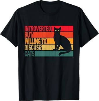 Introverted But Willing To Discuss Cats Vintage Cat Lover T-Shirt for Men Women