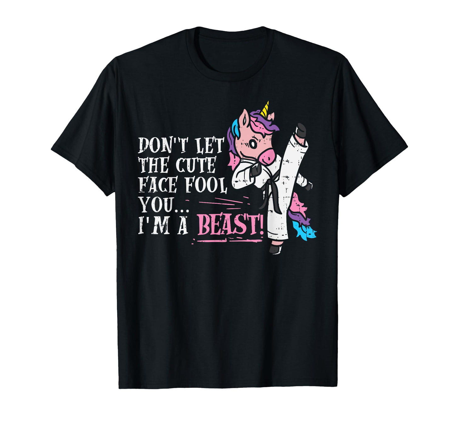 Karate Unicorn Cute Face Beast Taekwondo Martial Arts Women T-Shirt