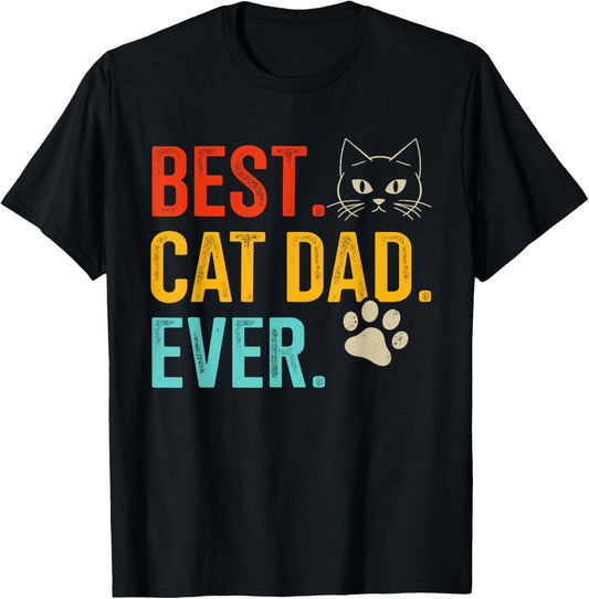 Best cat dad ever vintage for retro fathers day birthday T-Shirt
