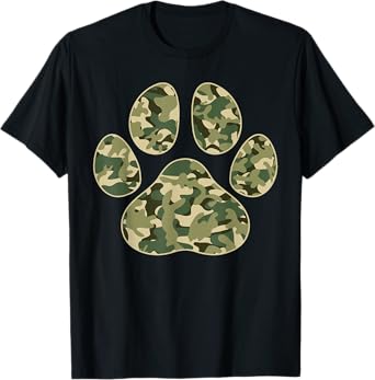 Cute Camo Paw Print Pet Owner Camouflage Paw Print Dog Lover T-Shirt