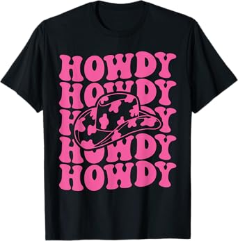 Rodeo White Howdy Western Retro Cowboy Hat Southern Cowgirl T-Shirt