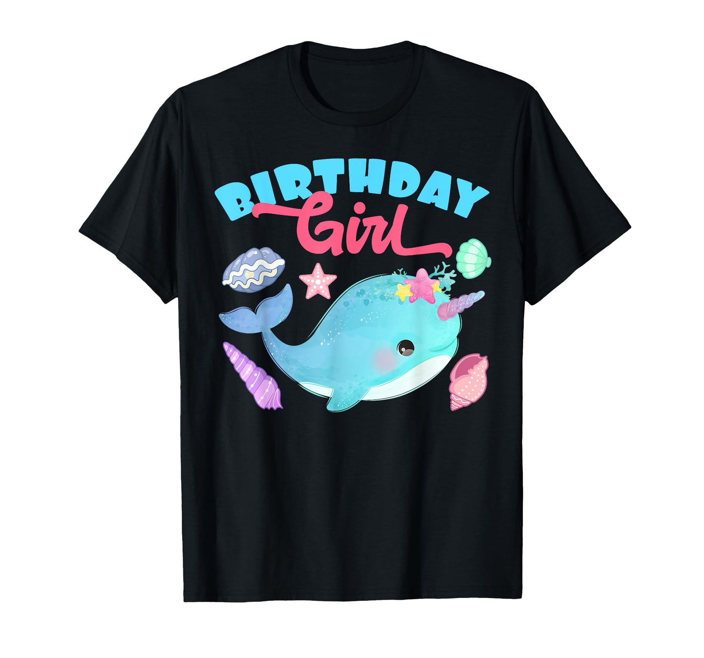 Birthday Girl CAke Candle Narwhale Animals Fish Top Narwhal T-Shirt