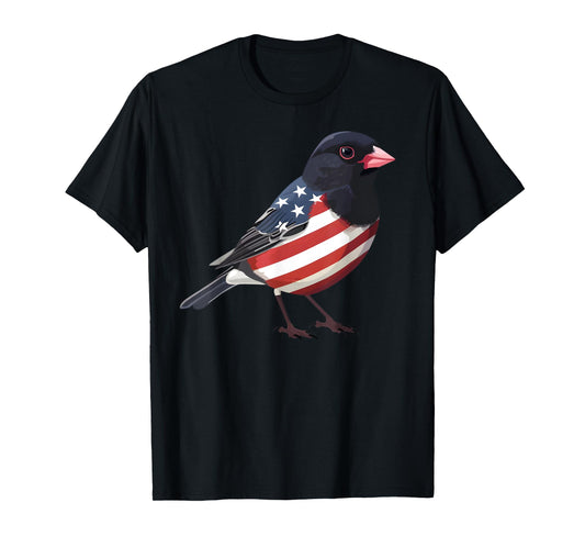US Flag Dark Eyed Junco Patriotic Bird Face 4th Of July T-Shirt