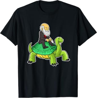 Darwin T-shirt Charles Darwin Riding Galapagos Tortoise T-Shirt