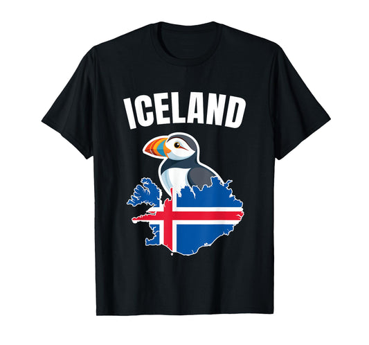 Iceland Map Puffin Bird Reykjavík Iceland Icelandic Vacation T-Shirt