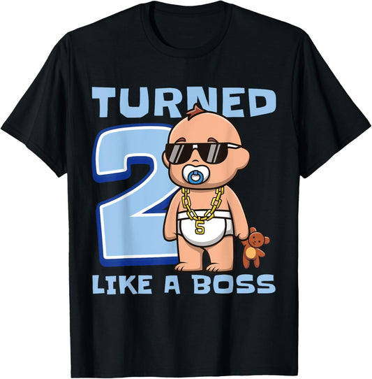 Baby 2nd Birthday Boy Girl 2 Years Like a Boss Kids Boss T-Shirt