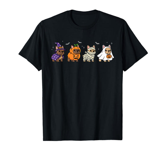 Cute Halloween Spooky French Bulldog Ghost Pumpkin Dog T-Shirt