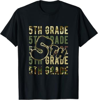 Camo Team 5th Grade Squad Back To School Teacher Kids Boys T-Shirt