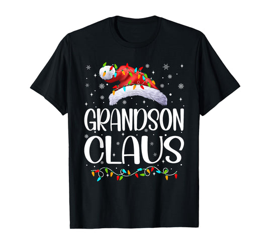 Grandson Claus Xmas Lights Christmas Pajama Matching Family T-Shirt