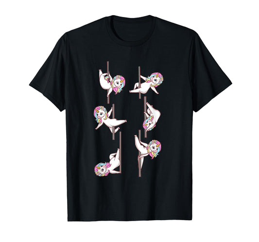 Cute Unicorns Pole Dancing Funny Pole Dance Lover T-Shirt