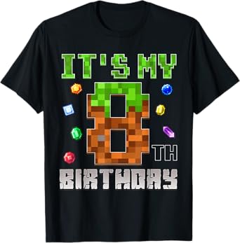 Birthday Boy Shirt It's My 8th Birthday Video Game Pixel T-Shirt