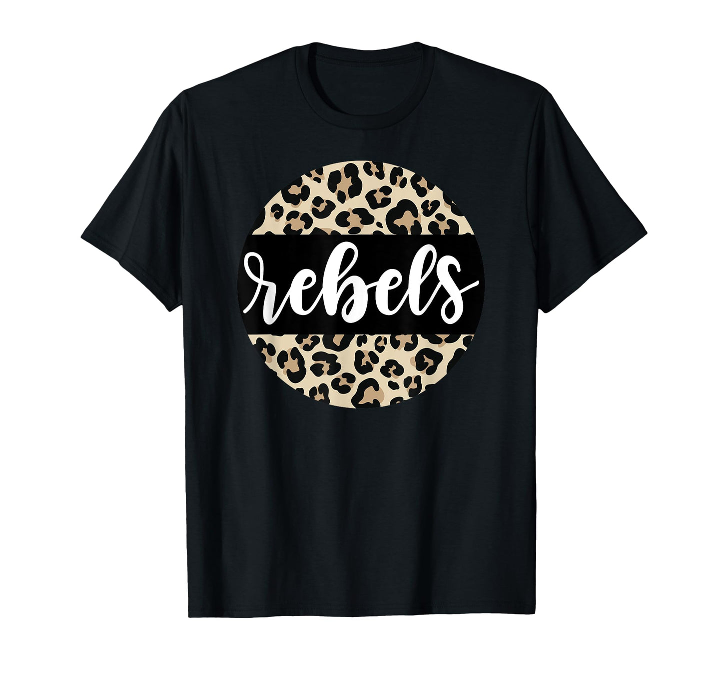 Leopard Print Rebels Team Mascot School Spirit Game Night T-Shirt