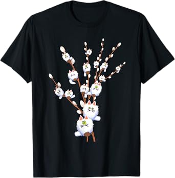 tree cat willow buds flowers tree Men Women T-Shirt