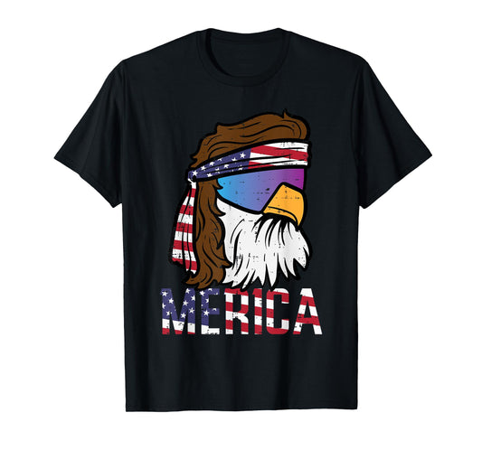 4th July Eagle Mullet Merica Flag Patriotic Men Women Kids T-Shirt