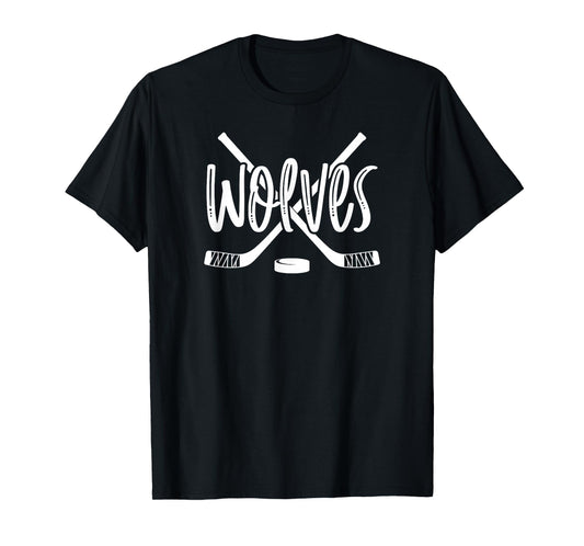 Wolves Hockey Team Mascot School Spirit Game Night T-Shirt