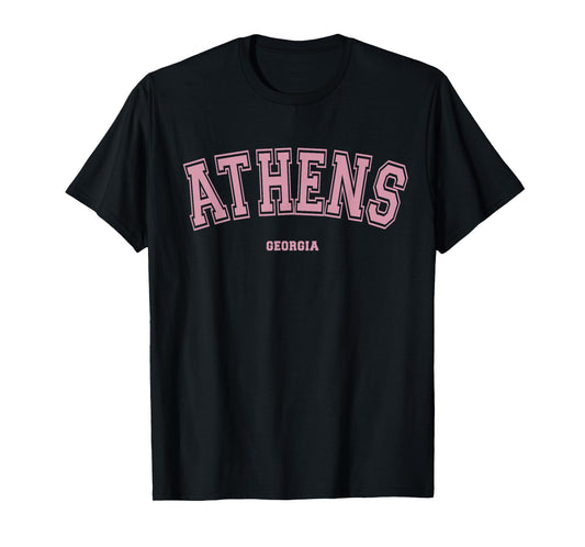 Pink Athens Georgia GA Varsity Style on Athens T-Shirt