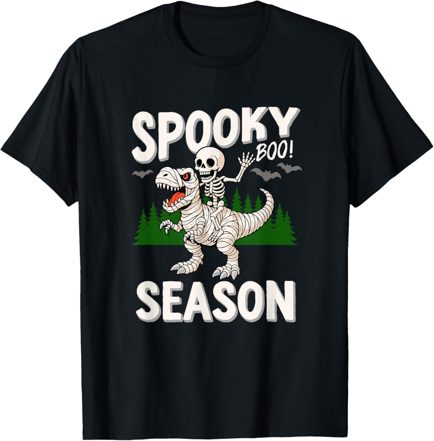 Halloween Mummy Dinosaur Skeleton Spooky Season T-Shirt