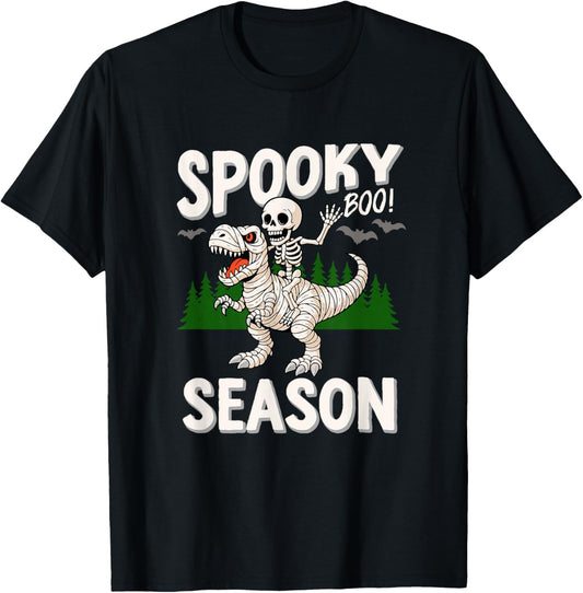 Halloween Mummy Dinosaur Skeleton Spooky Season T-Shirt
