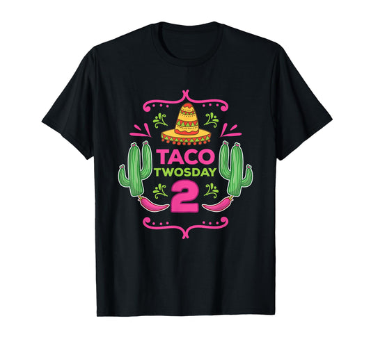 Taco Twosday 2nd Birthday Gift for Kids Boy Girl T-Shirt