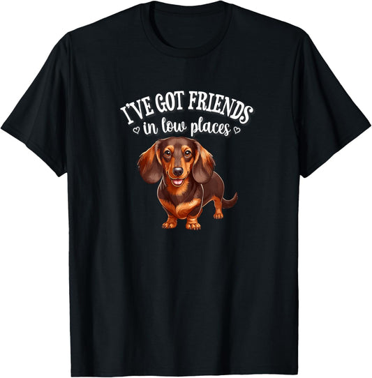 Funny Friends In Low Places Brown Dachshund Lover T-Shirt