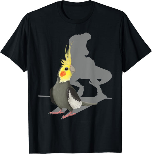 Funny Cockatiel Parrot Bird Memes Dinosaur T-Rex Shadow T-Shirt