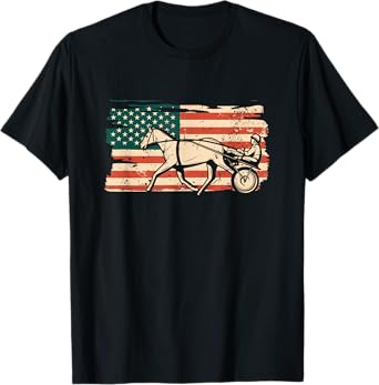 Harness Racing Pacer American Flag Funny Horse Racing T-Shirt