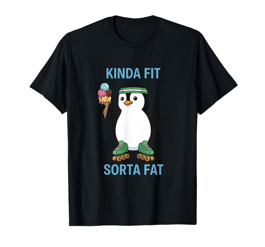 Kinda Fit Sorta Fat Funny Gym Penguin Weightlifting Workout T-Shirt