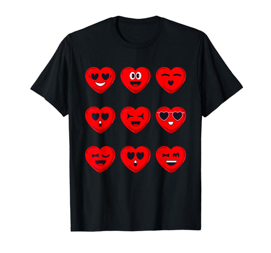 Valentines Day Silly Faces Hearts Funny Teens Boys Girls Kid T-Shirt