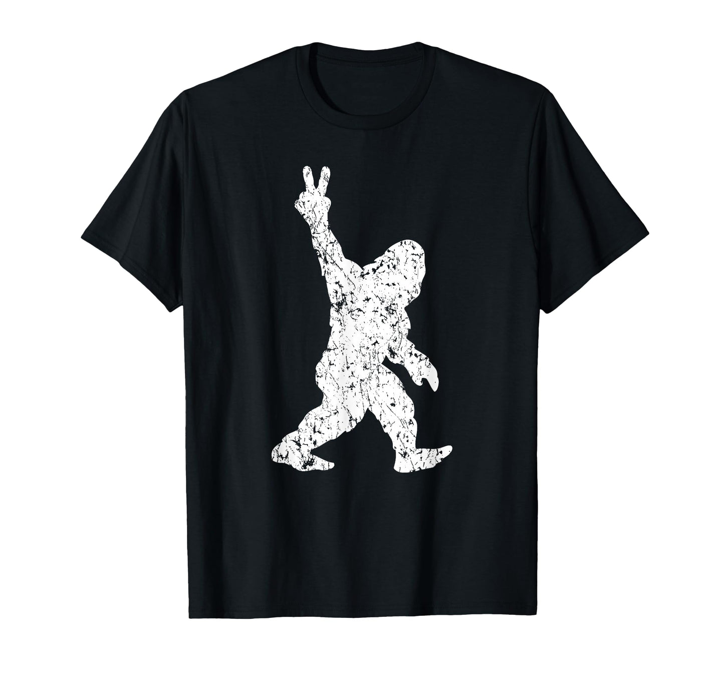 Funny Vintage Style Sasquatch Bigfoot Peace Sign Retro Yeti T-Shirt