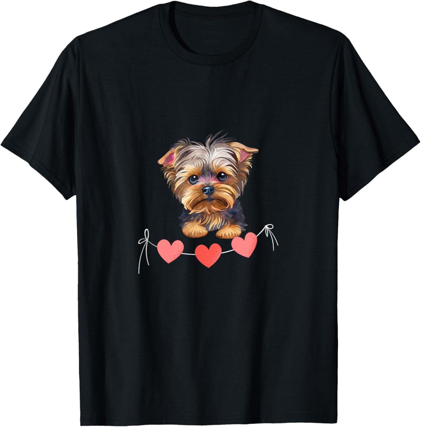 Unisex-Adults Yorkie Dog Lover T-Shirt Black Small Classic Fit Heart Design T-Shirt