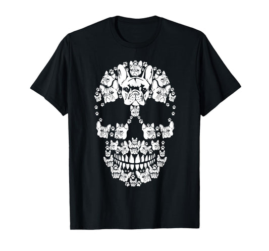 Skull French Bulldog Skeleton Halloween Costume Scary T-Shirt