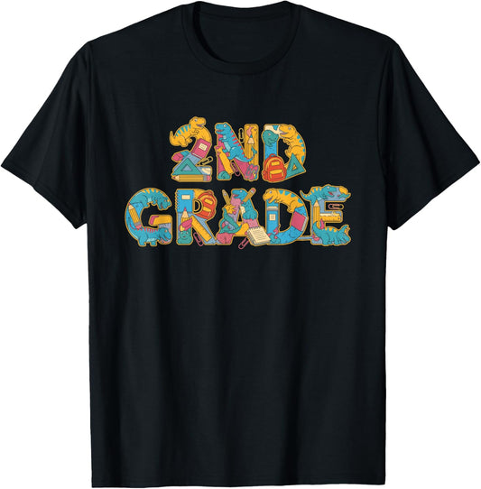 Funny Dinosaur 2nd Grade T Rex Back to School Kids Boys T-Shirt