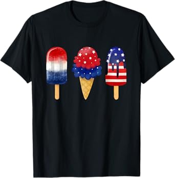 4th Of July Cute Popsicle Patriotic Ice Cream Men Women Kid T-Shirt