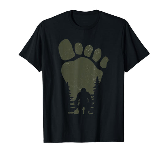 Sasquatch Or Bigfoot In The Forest Footprint T-Shirt