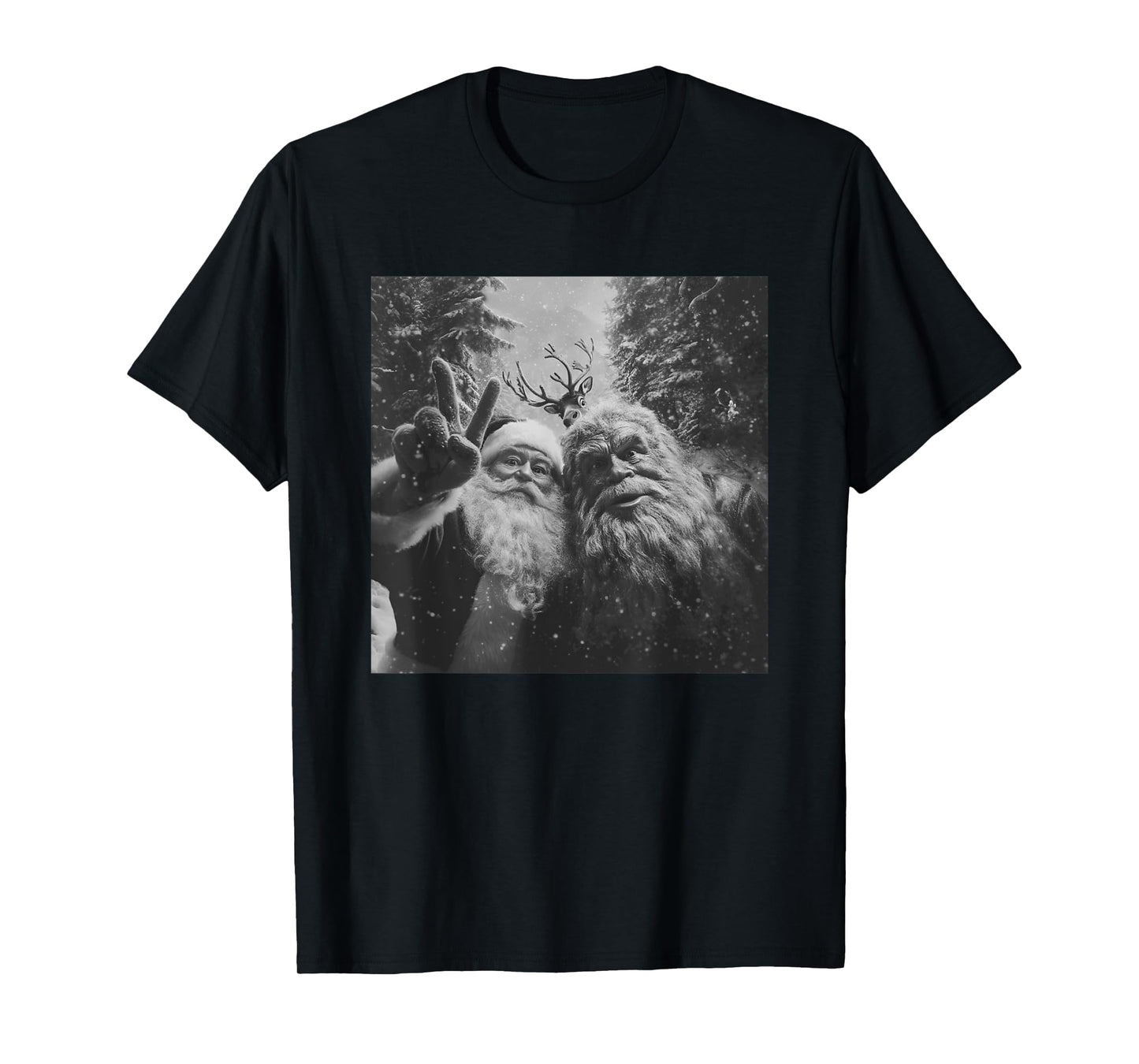 Vintage Bigfoot Santa Claus Selfie Christmas T-Shirt