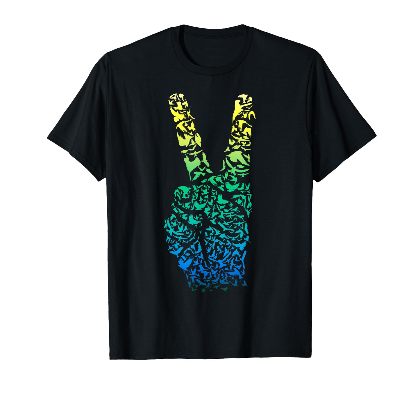 Colorful Birds ASL Finger & Hand Sign Language Peace T-Shirt