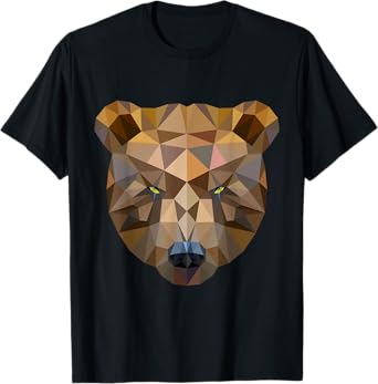 Bear Brown Bear Grizzly Bear Polygon Art Geometric Shapes T-Shirt